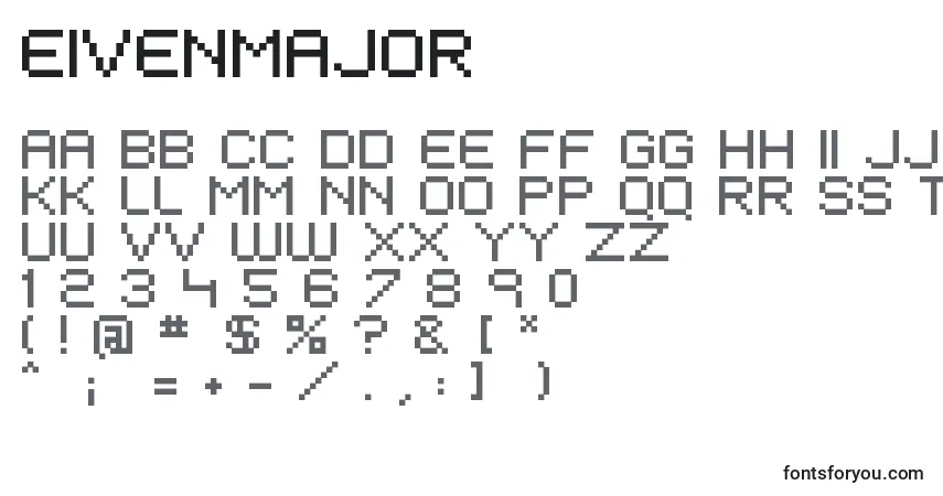 A fonte EivenMajor – alfabeto, números, caracteres especiais