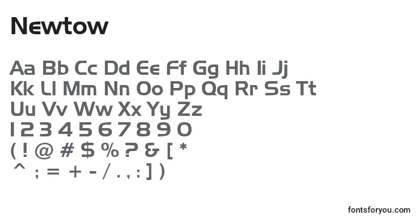 Schriftart Newtow – Alphabet, Zahlen, spezielle Symbole