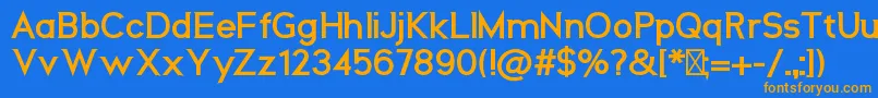 フォントNeosBold – オレンジ色の文字が青い背景にあります。