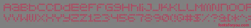 フォント5x5DotsOutline – 赤い文字の灰色の背景