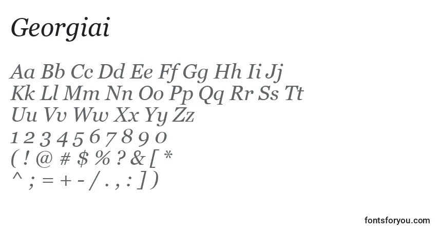 A fonte Georgiai – alfabeto, números, caracteres especiais
