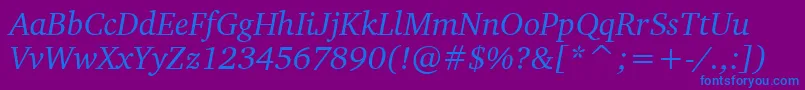 Шрифт CharterItalicBt – синие шрифты на фиолетовом фоне