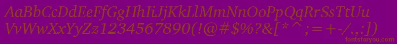 CharterItalicBt Font – Brown Fonts on Purple Background