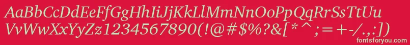 CharterItalicBt Font – Green Fonts on Red Background