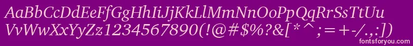 CharterItalicBt Font – Pink Fonts on Purple Background