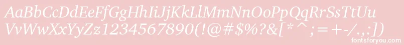 CharterItalicBt-fontti – valkoiset fontit vaaleanpunaisella taustalla