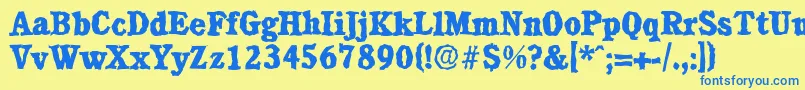 CalgaryrandomXboldRegular Font – Blue Fonts on Yellow Background