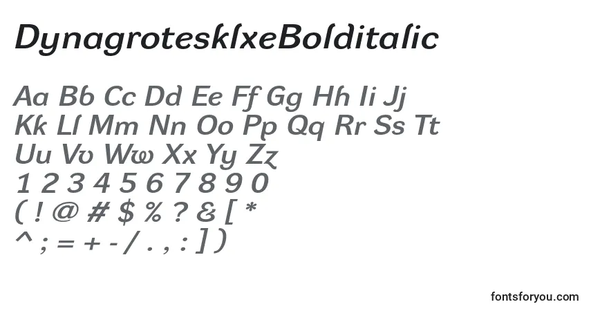 Шрифт DynagrotesklxeBolditalic – алфавит, цифры, специальные символы