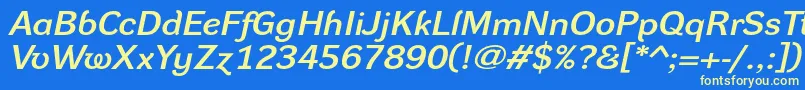 DynagrotesklxeBolditalic Font – Yellow Fonts on Blue Background