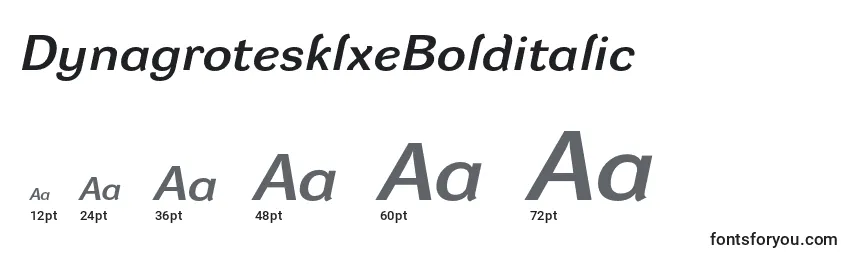 Размеры шрифта DynagrotesklxeBolditalic