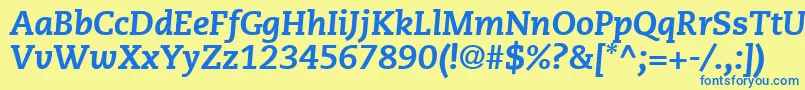 Czcionka MonologueBlackSsiBlackItalic – niebieskie czcionki na żółtym tle