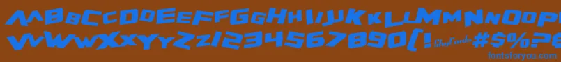 SfZeroGravityBoldItalic-fontti – siniset fontit ruskealla taustalla