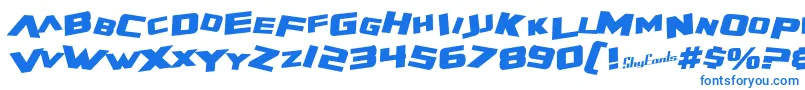 フォントSfZeroGravityBoldItalic – 白い背景に青い文字