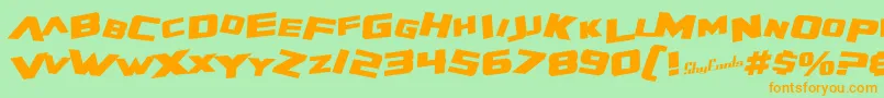SfZeroGravityBoldItalic Font – Orange Fonts on Green Background