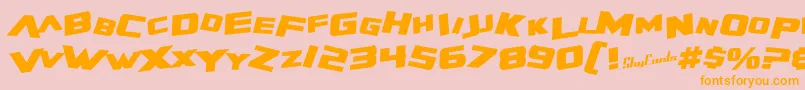 フォントSfZeroGravityBoldItalic – オレンジの文字がピンクの背景にあります。