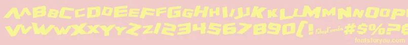 SfZeroGravityBoldItalic-fontti – keltaiset fontit vaaleanpunaisella taustalla