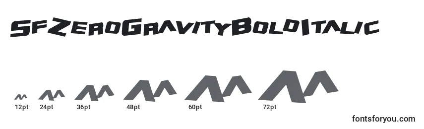 SfZeroGravityBoldItalic Font Sizes