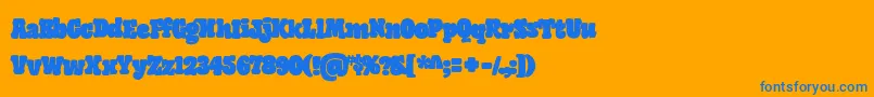 GiantHeadRegularOt-Schriftart – Blaue Schriften auf orangefarbenem Hintergrund