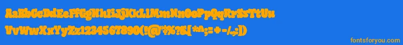 GiantHeadRegularOt-Schriftart – Orangefarbene Schriften auf blauem Hintergrund