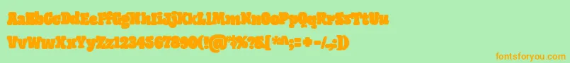 GiantHeadRegularOt-Schriftart – Orangefarbene Schriften auf grünem Hintergrund