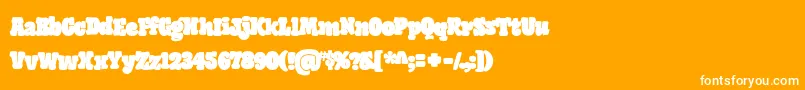 GiantHeadRegularOt-Schriftart – Weiße Schriften auf orangefarbenem Hintergrund