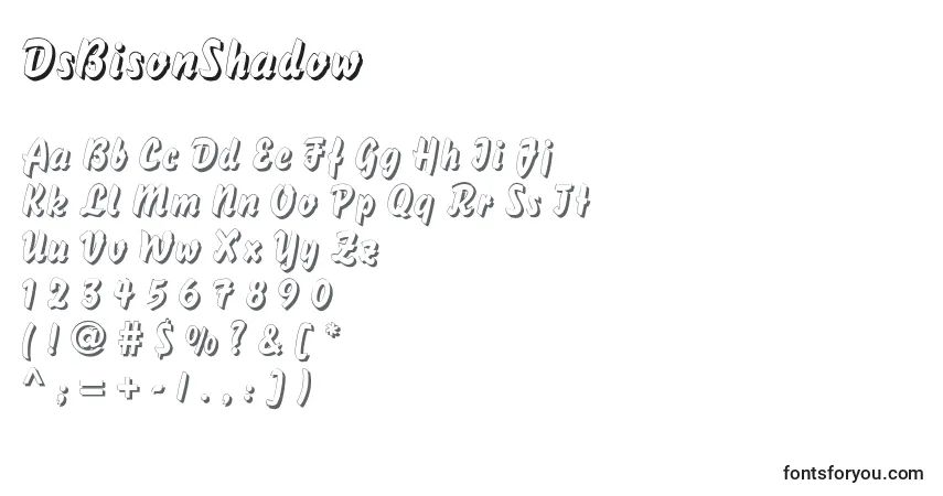 Шрифт DsBisonShadow – алфавит, цифры, специальные символы