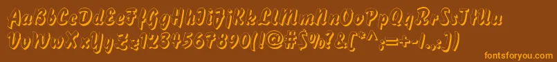 DsBisonShadow-Schriftart – Orangefarbene Schriften auf braunem Hintergrund