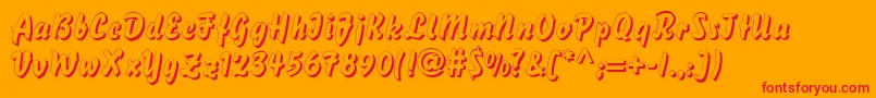 DsBisonShadow-Schriftart – Rote Schriften auf orangefarbenem Hintergrund