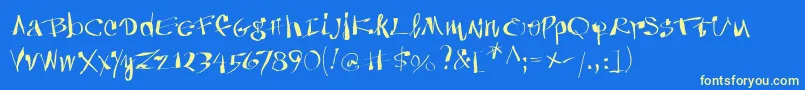 フォントAnarchica – 黄色の文字、青い背景