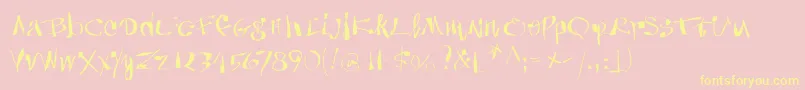 Anarchica-Schriftart – Gelbe Schriften auf rosa Hintergrund