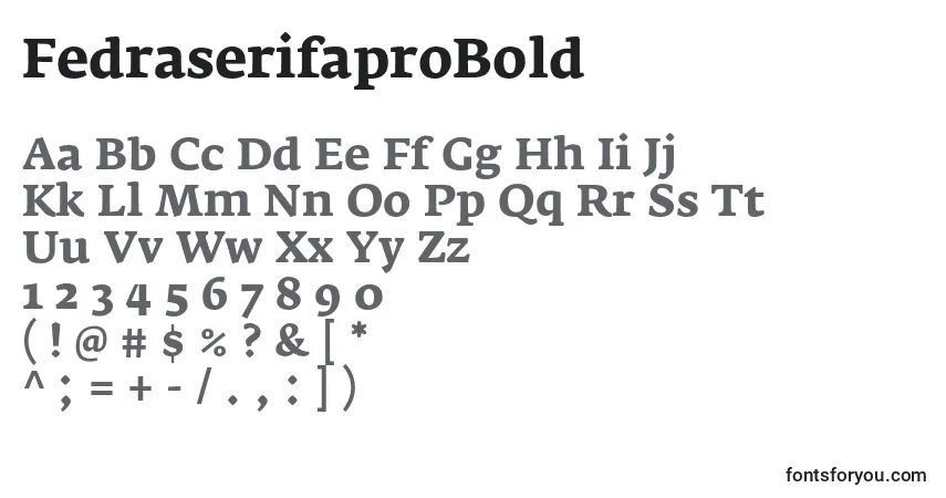 Schriftart FedraserifaproBold – Alphabet, Zahlen, spezielle Symbole