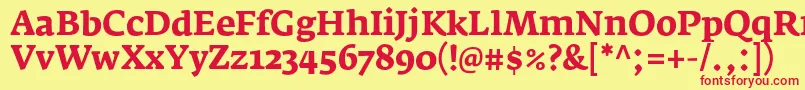 FedraserifaproBold Font – Red Fonts on Yellow Background