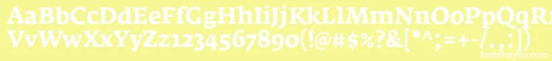 フォントFedraserifaproBold – 黄色い背景に白い文字