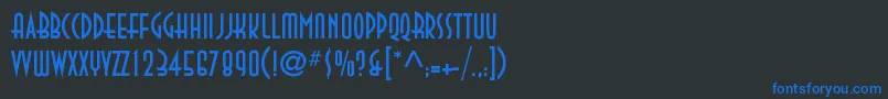DecotechTl-Schriftart – Blaue Schriften auf schwarzem Hintergrund