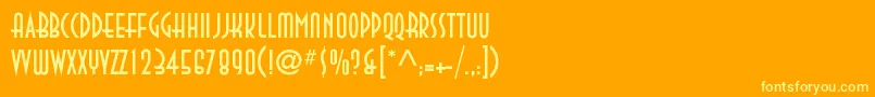 DecotechTl-Schriftart – Gelbe Schriften auf orangefarbenem Hintergrund