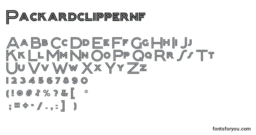 Packardclippernf-fontti – aakkoset, numerot, erikoismerkit