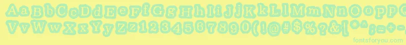 OxeranzRegular Font – Green Fonts on Yellow Background