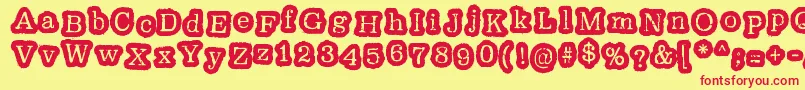 OxeranzRegular-Schriftart – Rote Schriften auf gelbem Hintergrund