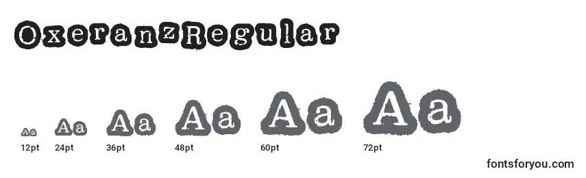 Размеры шрифта OxeranzRegular