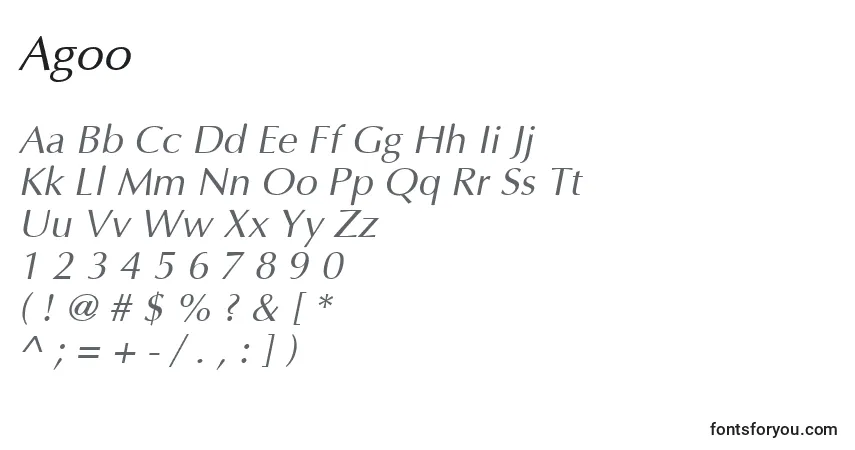Schriftart Agoo – Alphabet, Zahlen, spezielle Symbole