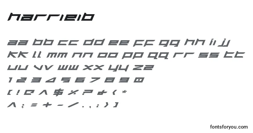 A fonte Harrieib – alfabeto, números, caracteres especiais