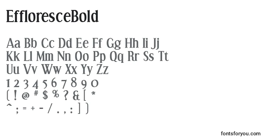 A fonte EffloresceBold – alfabeto, números, caracteres especiais
