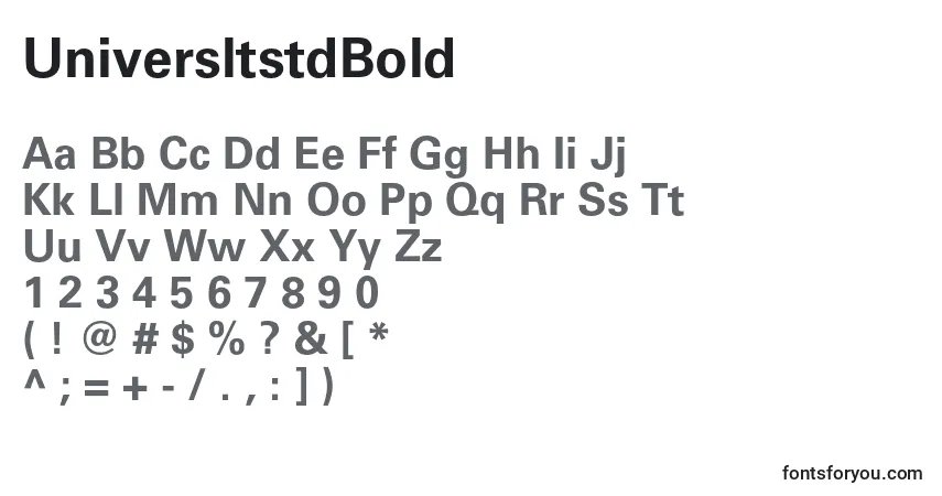 UniversltstdBoldフォント–アルファベット、数字、特殊文字