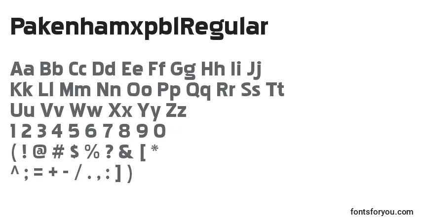 A fonte PakenhamxpblRegular – alfabeto, números, caracteres especiais