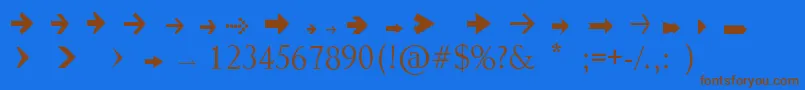 フォントArrowSymbols1 – 茶色の文字が青い背景にあります。