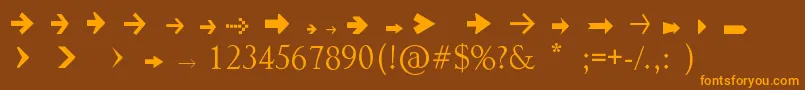 フォントArrowSymbols1 – オレンジ色の文字が茶色の背景にあります。