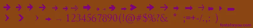 Czcionka ArrowSymbols1 – fioletowe czcionki na brązowym tle