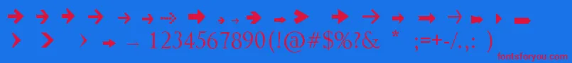 フォントArrowSymbols1 – 赤い文字の青い背景