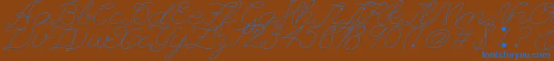 Czcionka Leaguescriptnumberone – niebieskie czcionki na brązowym tle