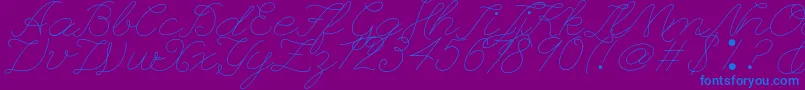 Leaguescriptnumberone Font – Blue Fonts on Purple Background